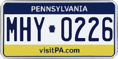 PA license plate MHY0226