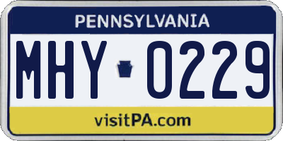 PA license plate MHY0229