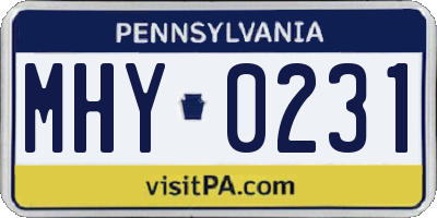 PA license plate MHY0231