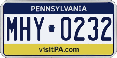 PA license plate MHY0232