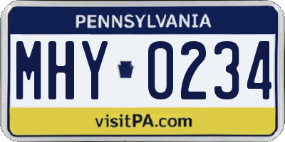 PA license plate MHY0234