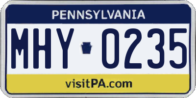 PA license plate MHY0235