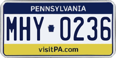 PA license plate MHY0236