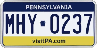 PA license plate MHY0237