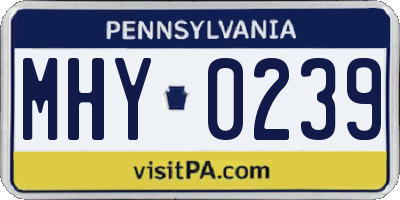 PA license plate MHY0239