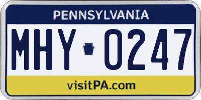 PA license plate MHY0247