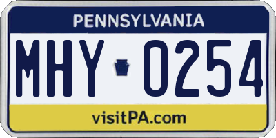 PA license plate MHY0254