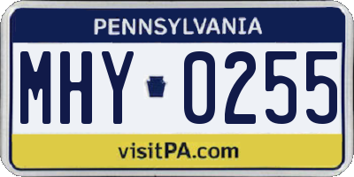 PA license plate MHY0255