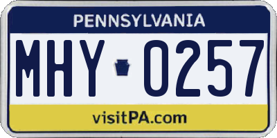 PA license plate MHY0257