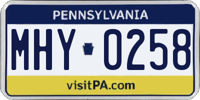 PA license plate MHY0258