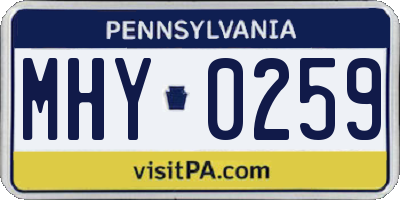 PA license plate MHY0259