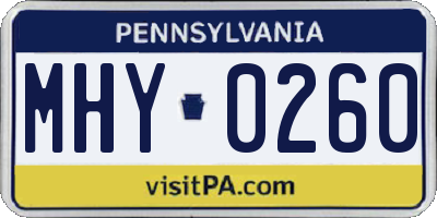 PA license plate MHY0260