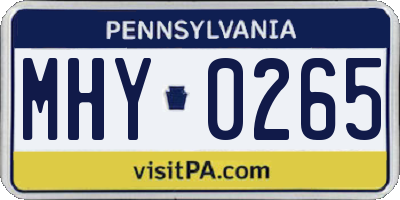 PA license plate MHY0265