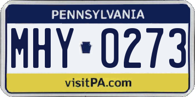 PA license plate MHY0273