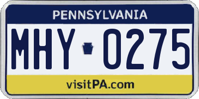 PA license plate MHY0275
