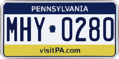 PA license plate MHY0280