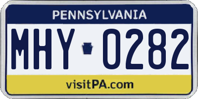 PA license plate MHY0282