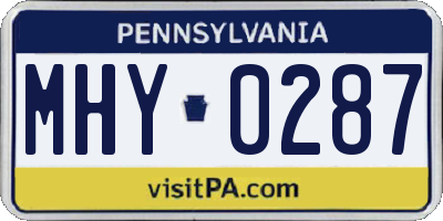 PA license plate MHY0287