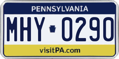 PA license plate MHY0290