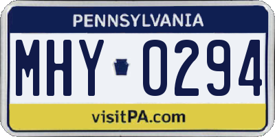 PA license plate MHY0294