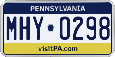 PA license plate MHY0298