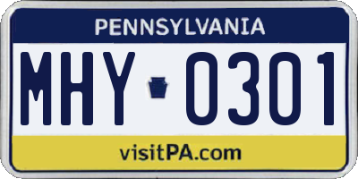 PA license plate MHY0301