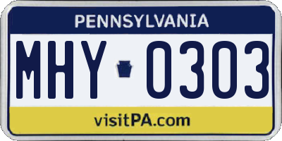PA license plate MHY0303
