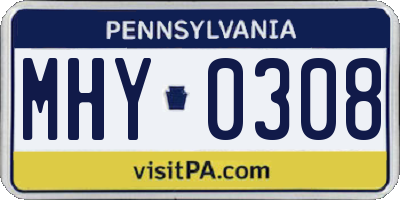 PA license plate MHY0308