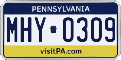PA license plate MHY0309