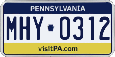 PA license plate MHY0312