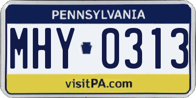 PA license plate MHY0313