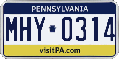 PA license plate MHY0314