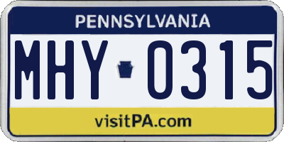 PA license plate MHY0315