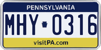 PA license plate MHY0316