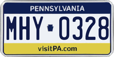 PA license plate MHY0328