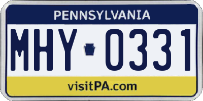 PA license plate MHY0331