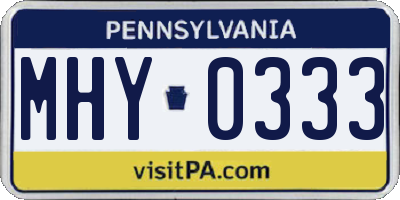 PA license plate MHY0333