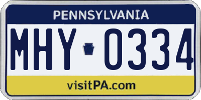 PA license plate MHY0334