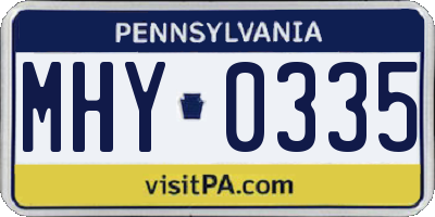 PA license plate MHY0335