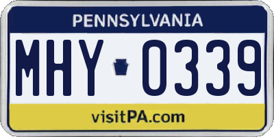 PA license plate MHY0339