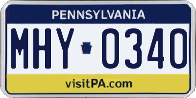 PA license plate MHY0340