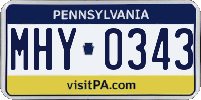 PA license plate MHY0343