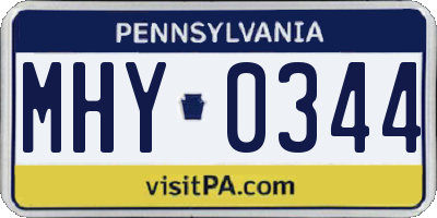 PA license plate MHY0344