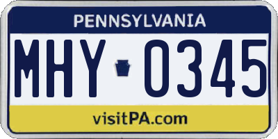 PA license plate MHY0345