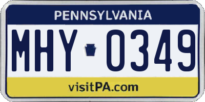 PA license plate MHY0349