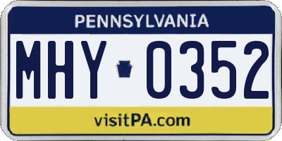 PA license plate MHY0352