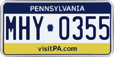 PA license plate MHY0355