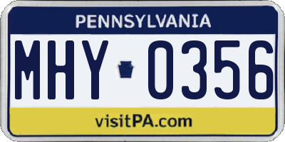 PA license plate MHY0356