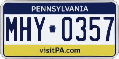 PA license plate MHY0357