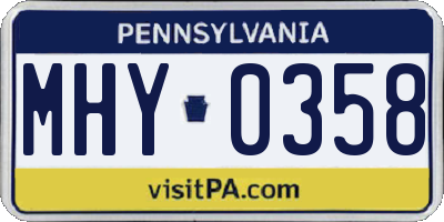 PA license plate MHY0358